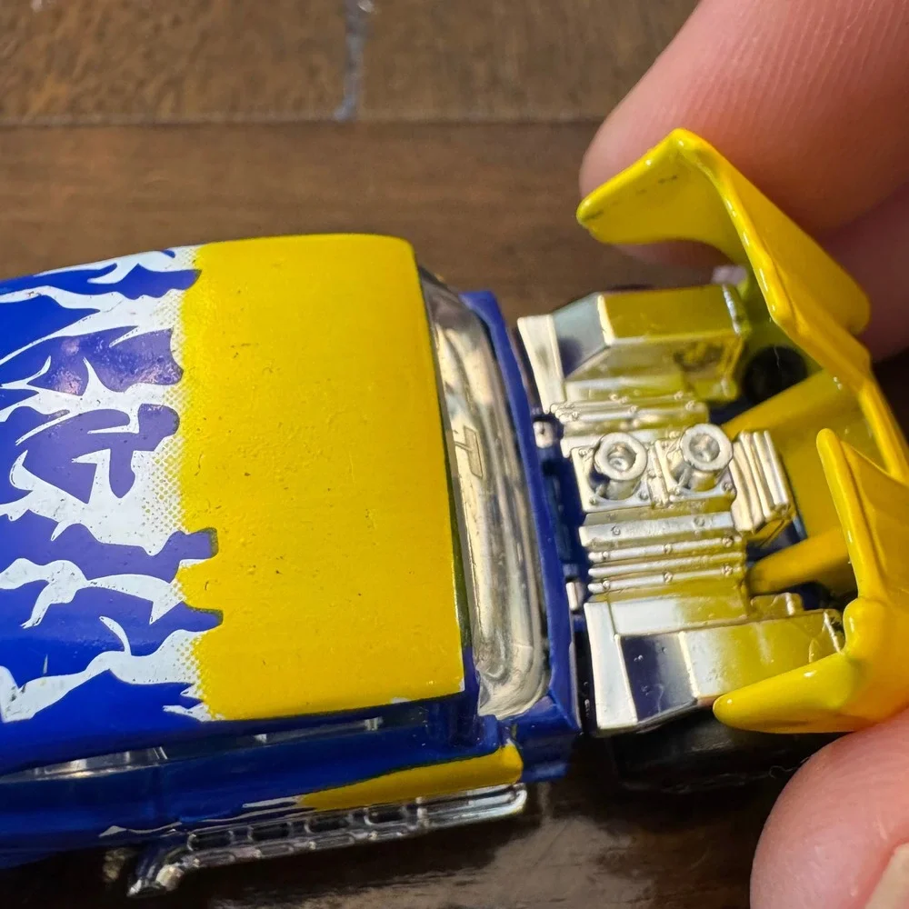 Matchbox 57 Chevy Superfast No 4 Blue Yellow Flame Hot Rod Opening Hood 1979